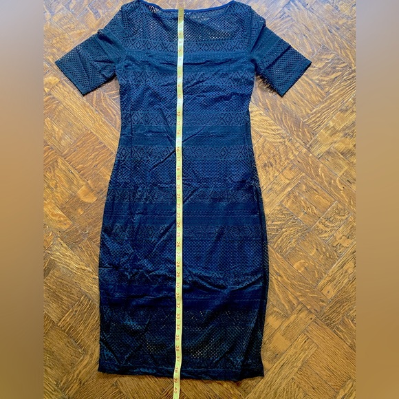 Three Dots Black Lace Overlay On Dark Blue - Size S - NWOT - Picture 11 of 14